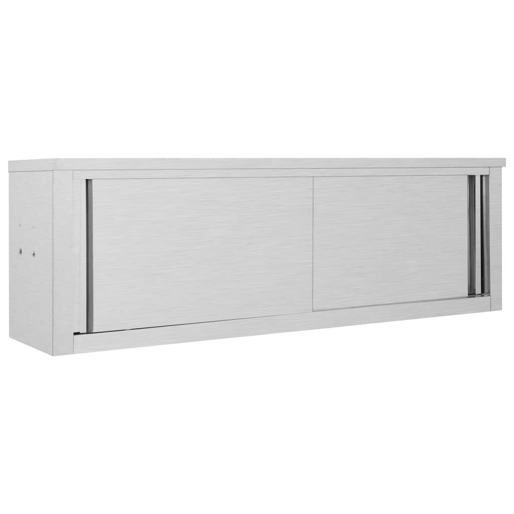 Stainless Steel Kitchen Wall Cabinet with Sliding Doors P495