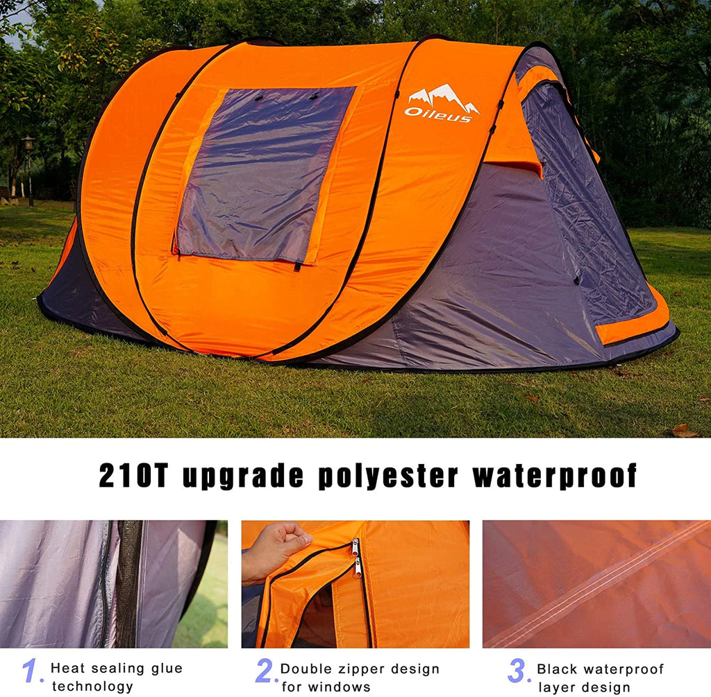 X-large Pop Up Dome Tent 5-6 Person with Carrying Bag Grey O788876