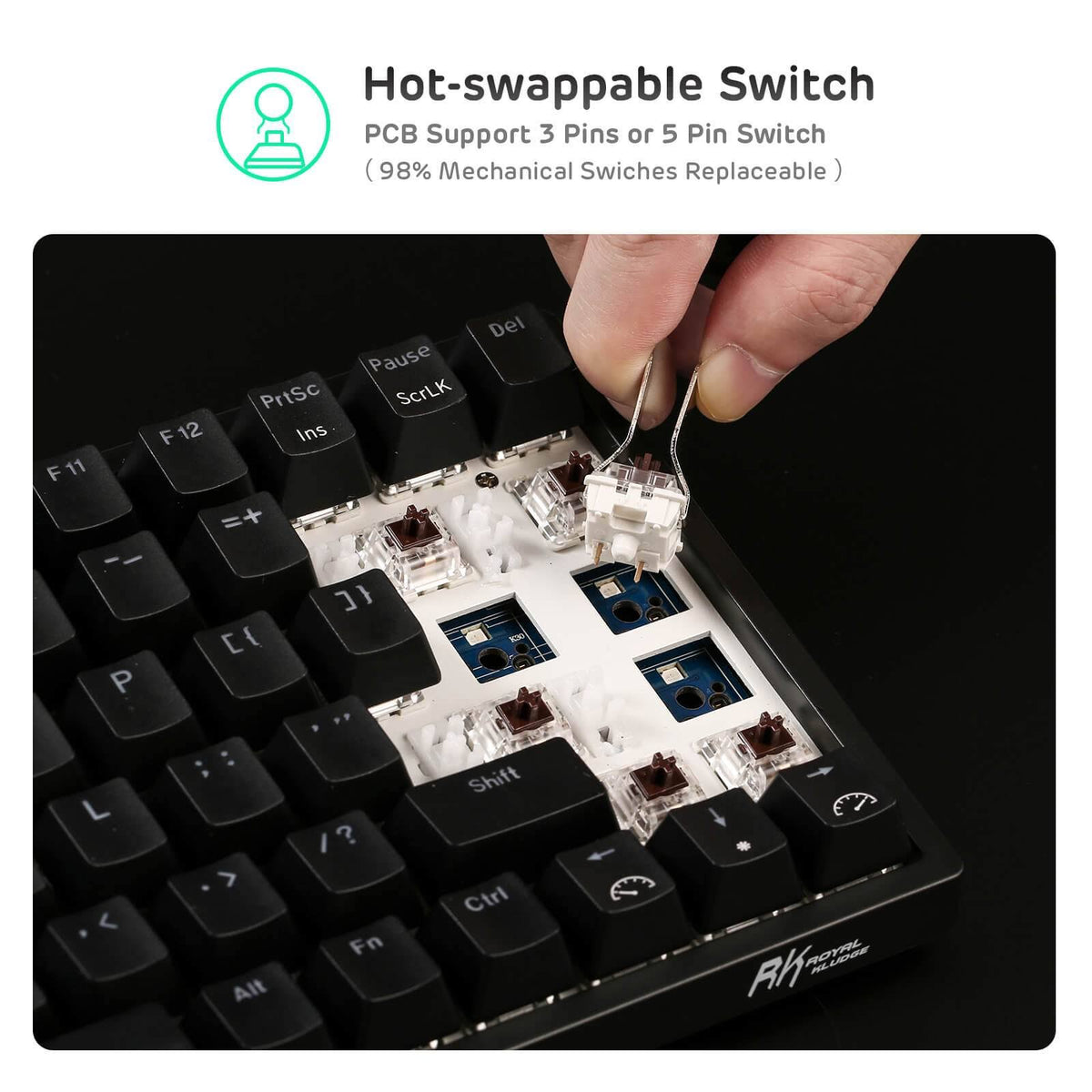 84 Keys Wireless 75% Mechanical Keyboard K378236