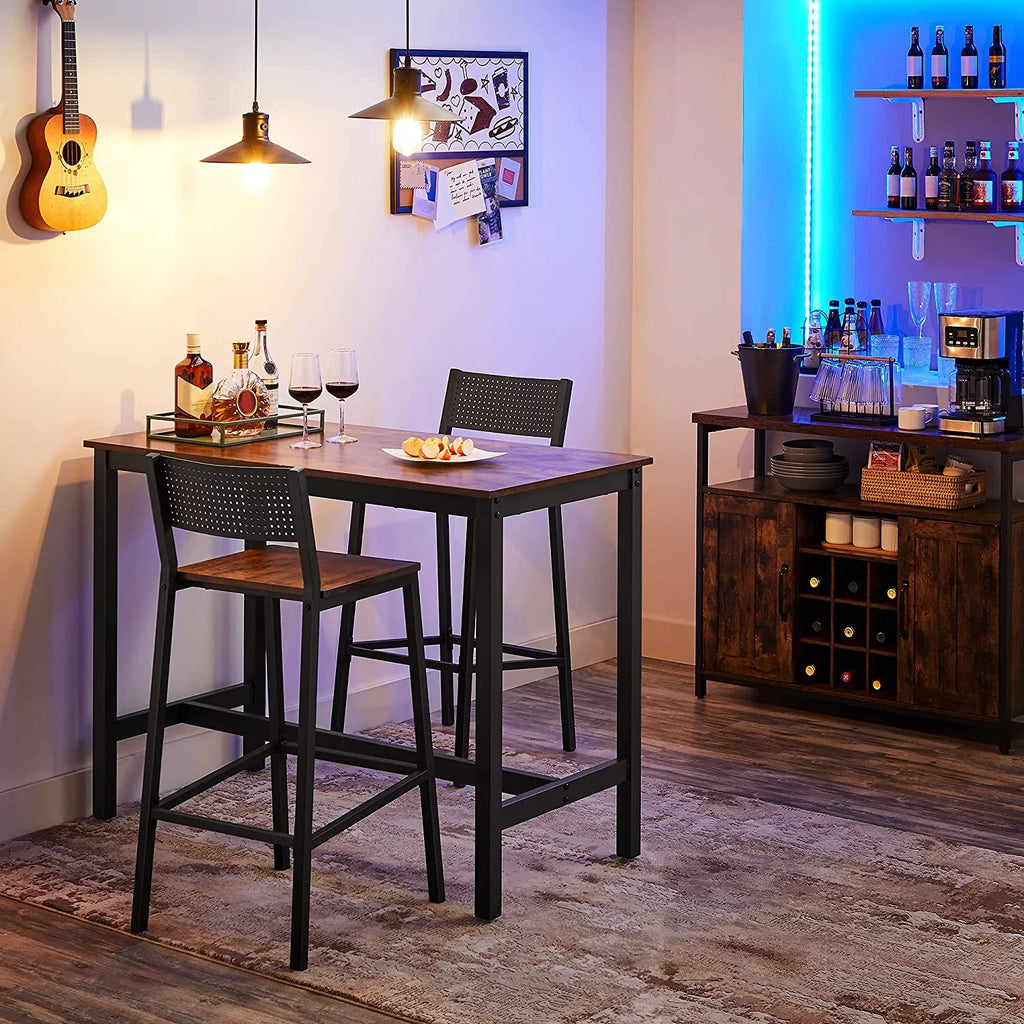 Set of 2 Bar Stools with Backrest K12149