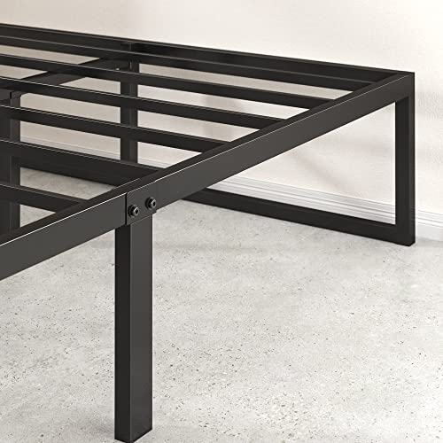14 Inch Metal Platform Bed Frame, Steel Slat Support, Black, Full U711