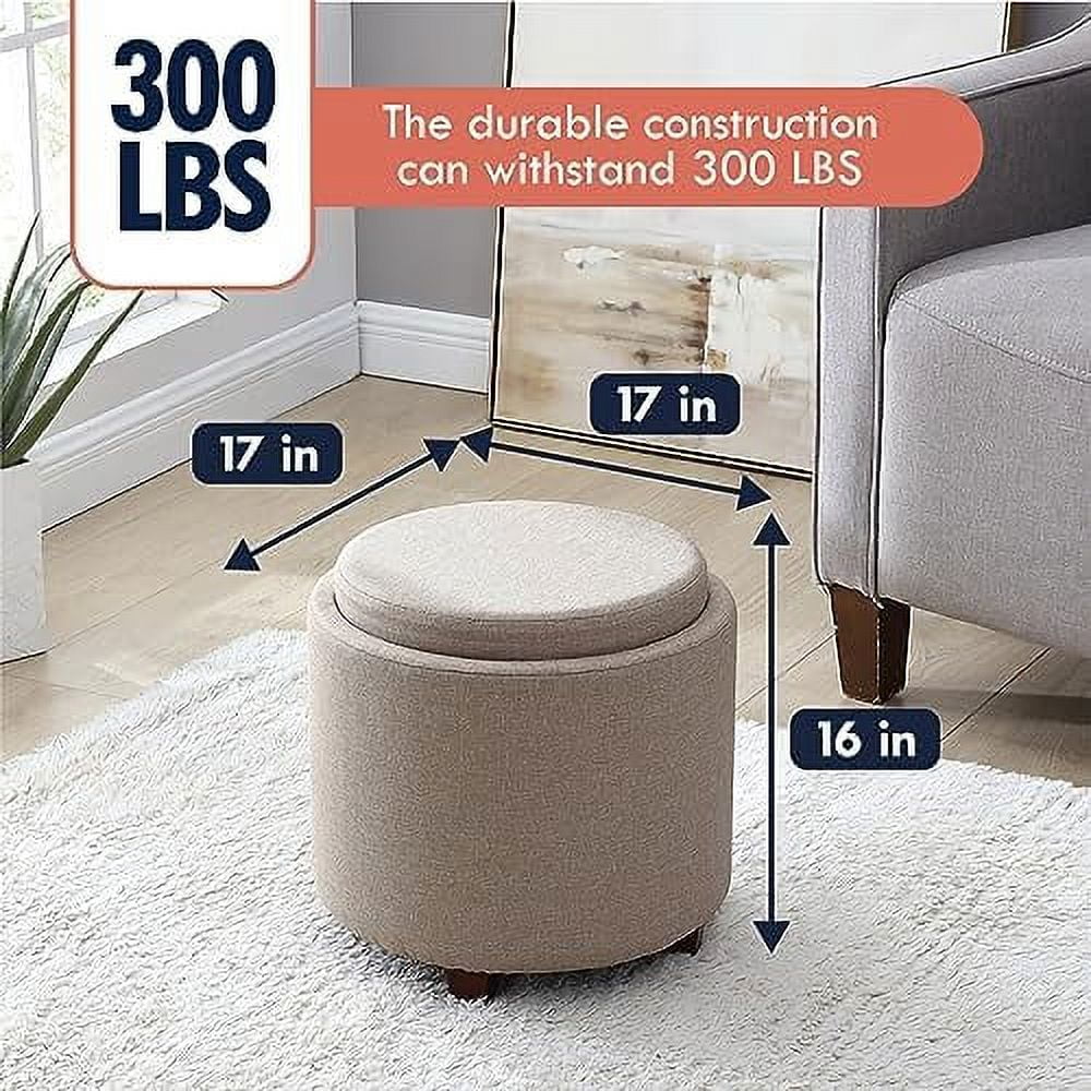 Round Velvet Ottoman with Lift Off Lid and Tray Lid G169424