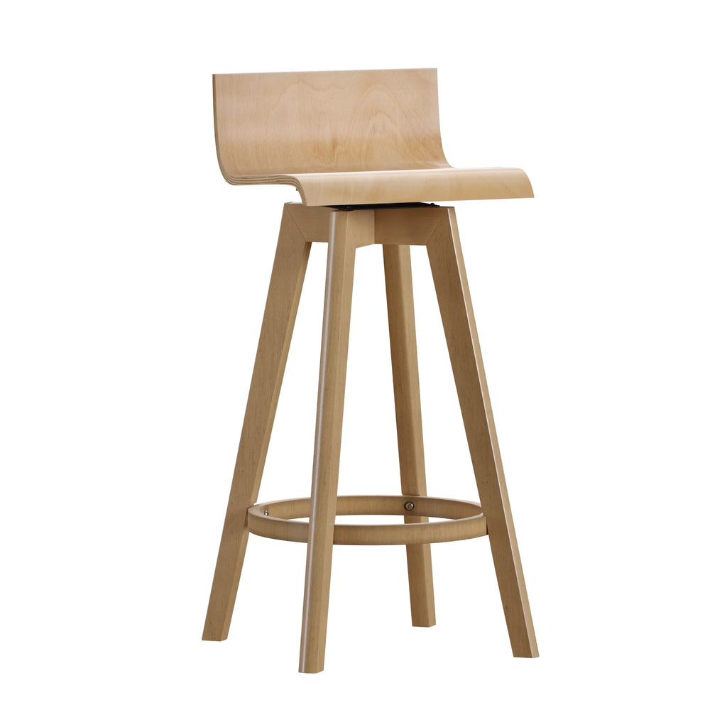 Set of 2 Natural Wood Swivel Counter Stool U67884