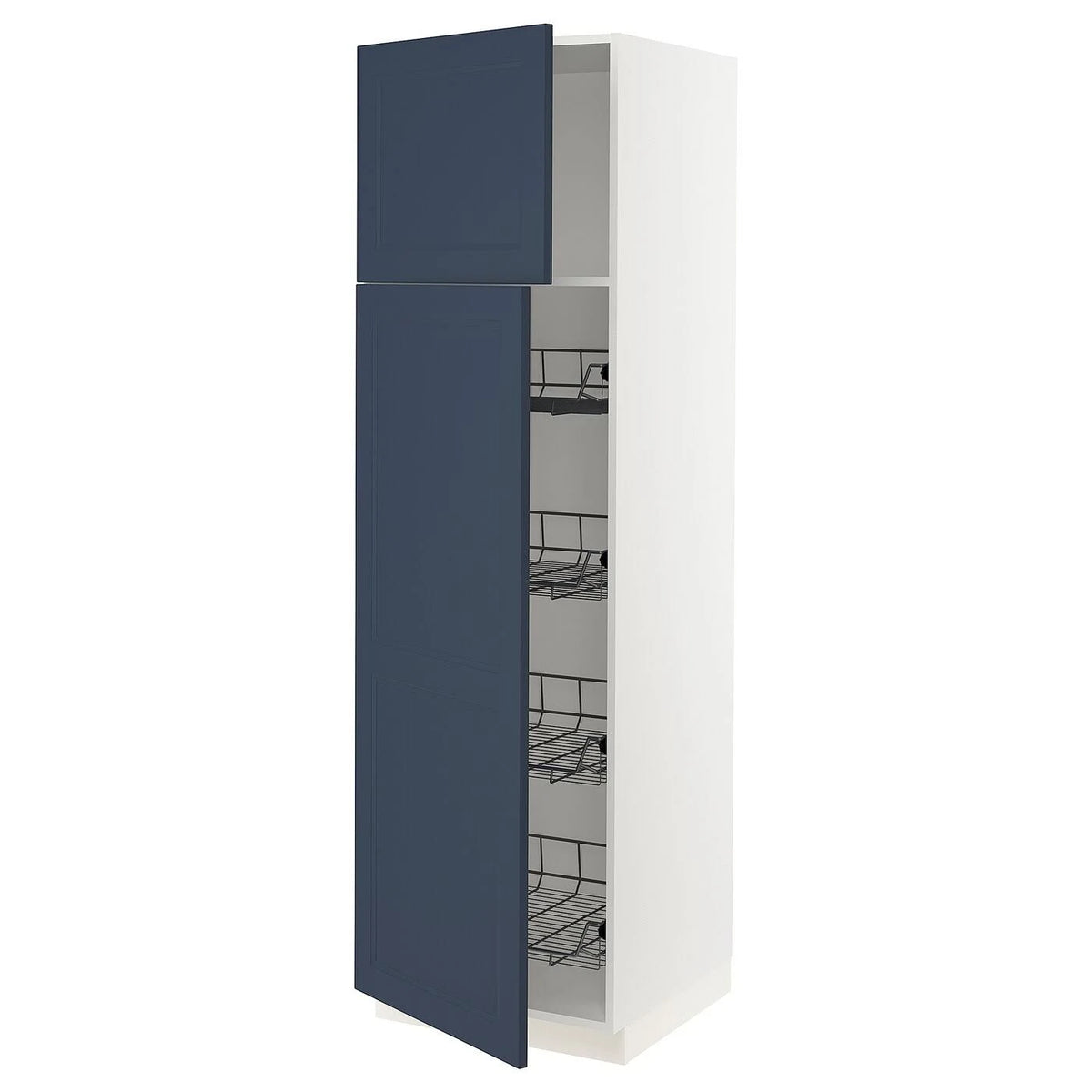 White High Cabinet with Door and Wire Baskets W757