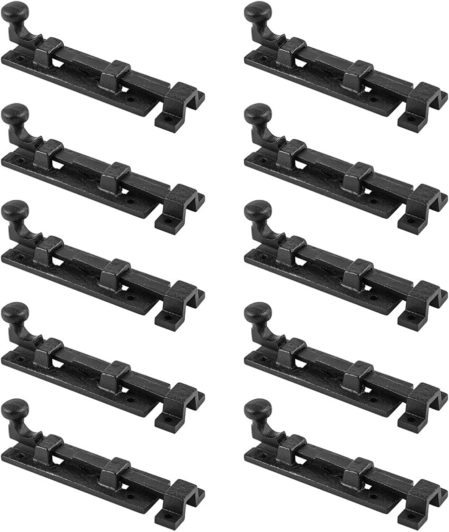 Black Wrought Iron Slide Bolt Door Latch 4 Pack I444730