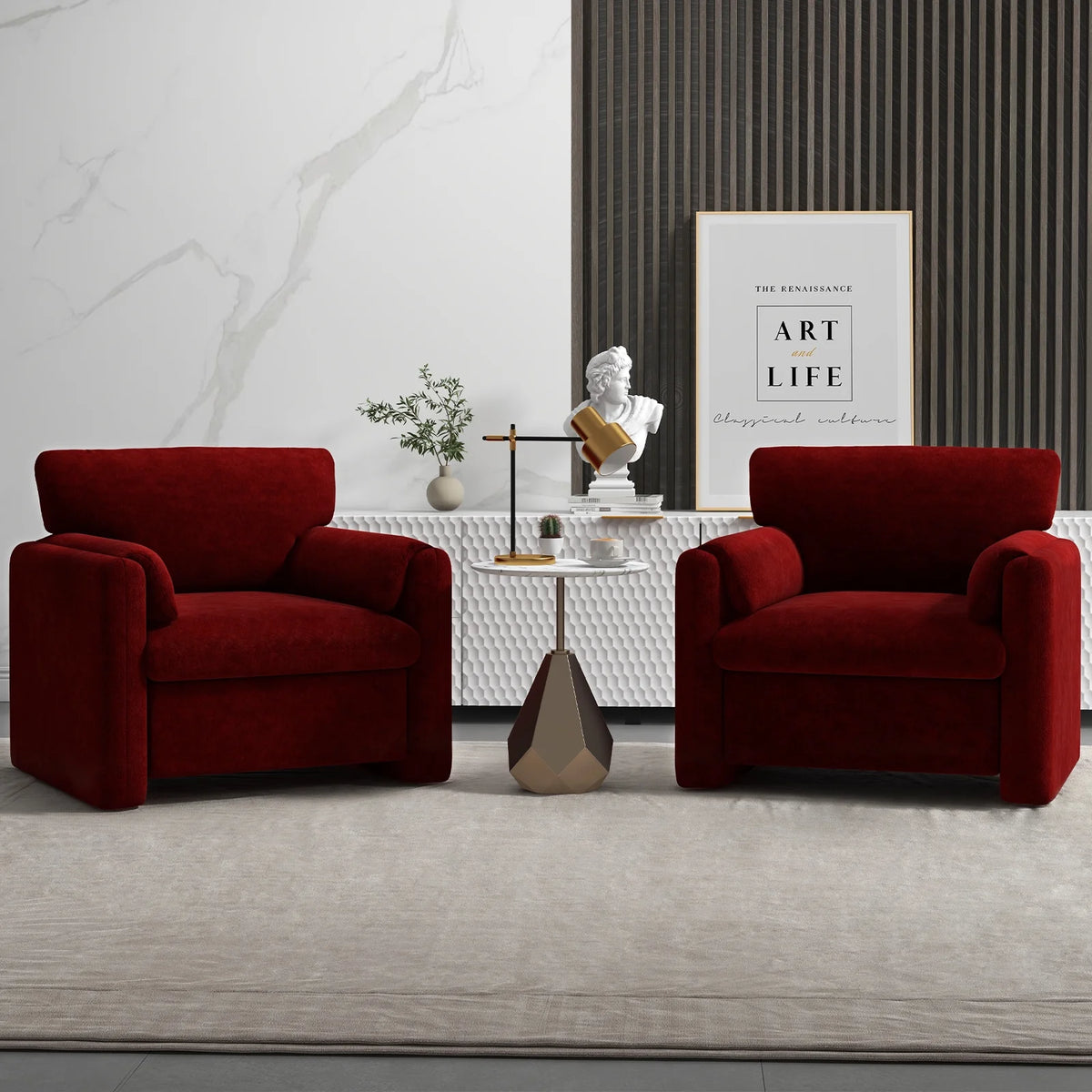 Chenille Accent Chair Set of 2 U11372