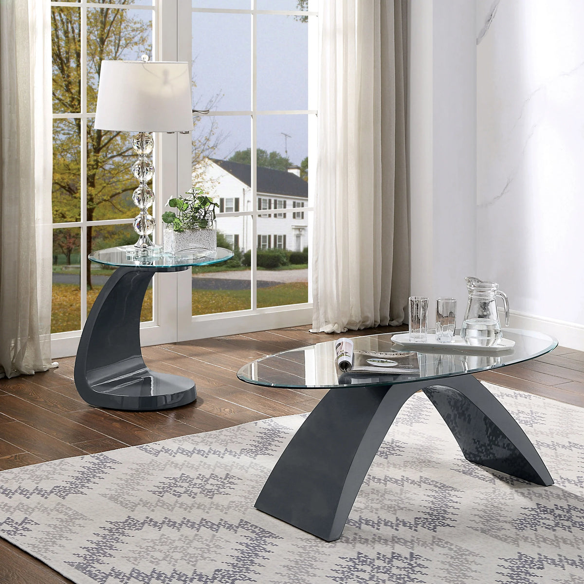 Glass Top 2-Piece Coffee Table Set E928006