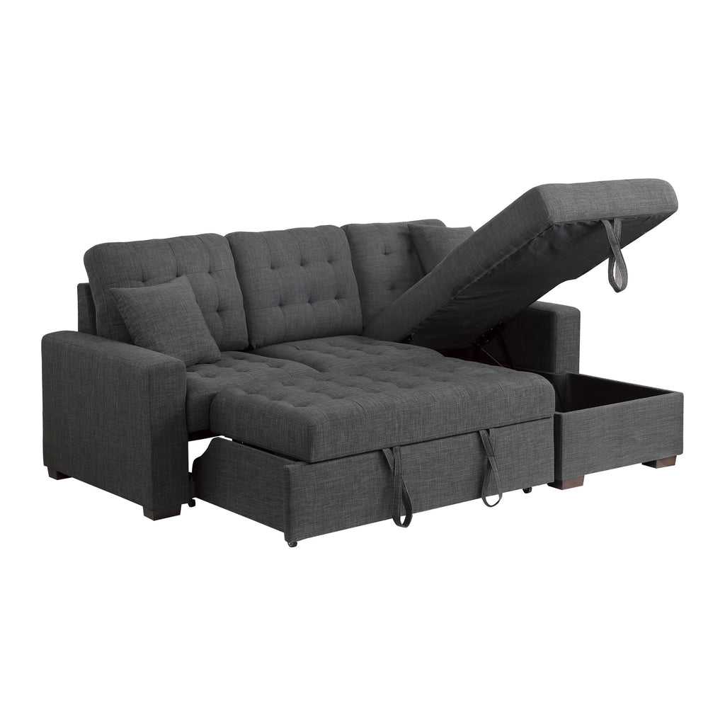 Dark Grey 2-Piece Sectional Sofa Sleeper with Right Chaise Q275