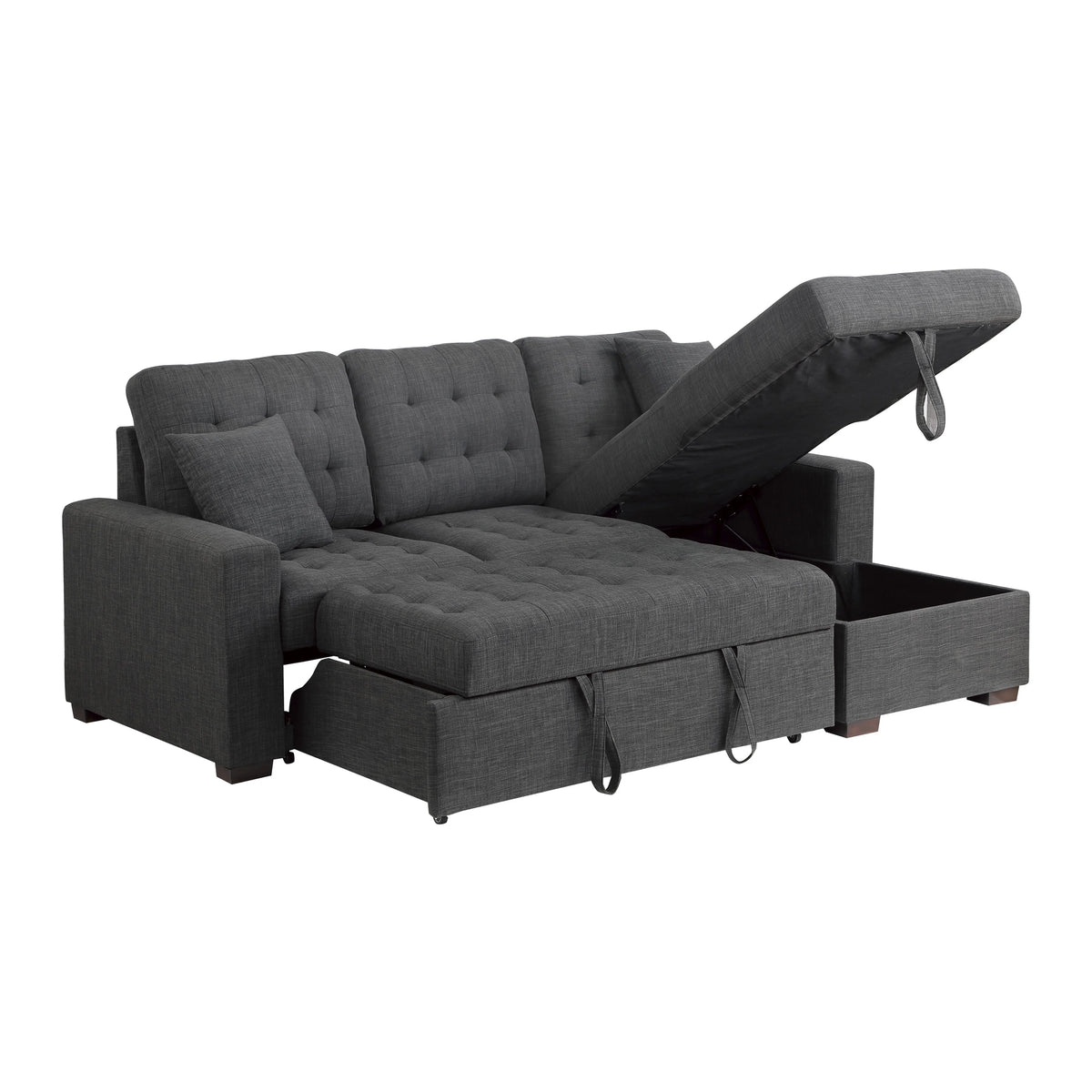 Dark Grey 2-Piece Sectional Sofa Sleeper with Right Chaise Q275