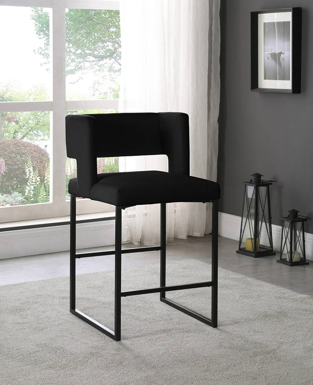 Black Velvet Counter Stool (Set of 2) R752381