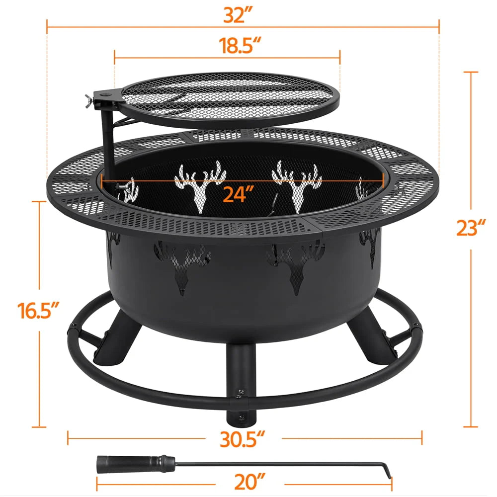 32” Round Wood Burning Fire Pit K359