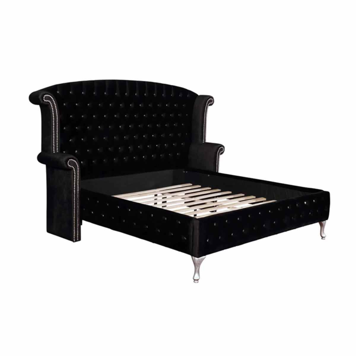 Gray Tufted Velvet Upholstered King Bed G893