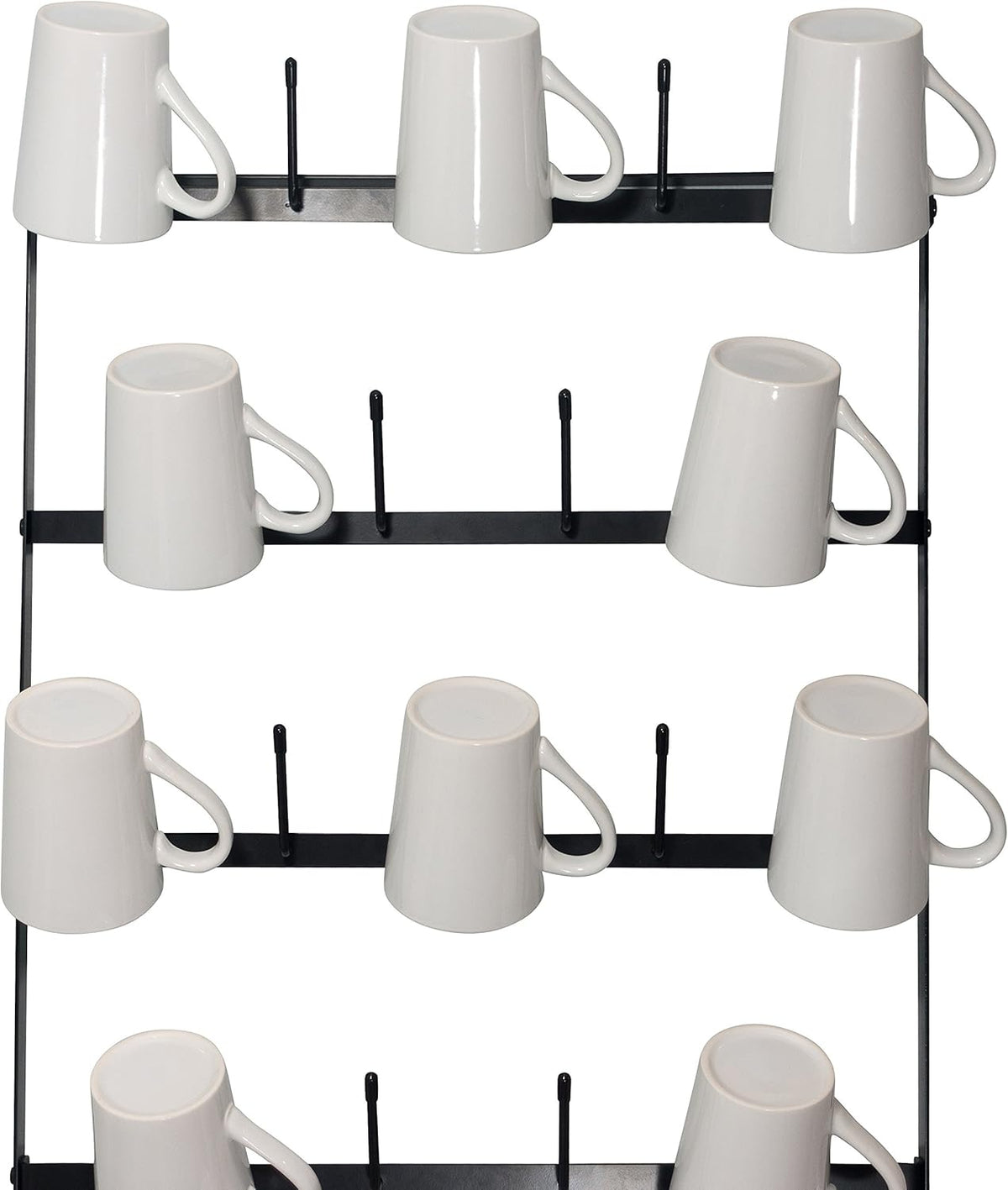 Wall Mounted Black Iron Coffee Mug Rack P53155