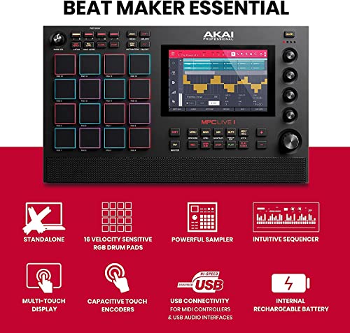 Battery Powered Drum Machine, Sampler and Beat Maker With Speakers, Drum Pads, Synth Engines and Touch Display V309