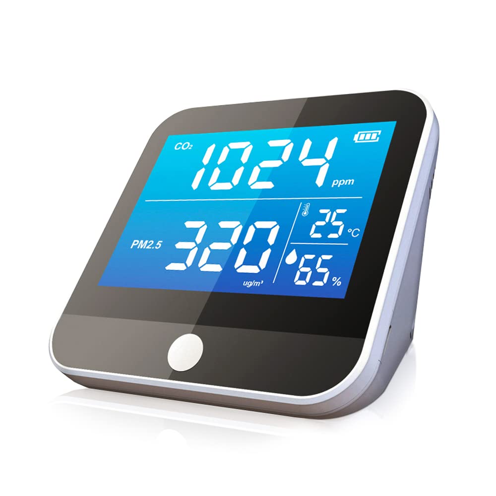 6-in-1 CO2 Detector Air Quality Monitor with PM2.5/1/10, Temperature, Humidity Y907533
