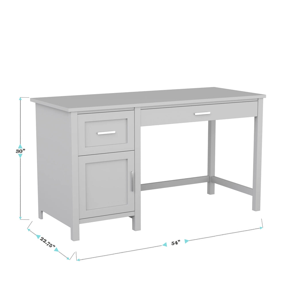 Gray Shaker Style Home Office Desk with Storage E5755