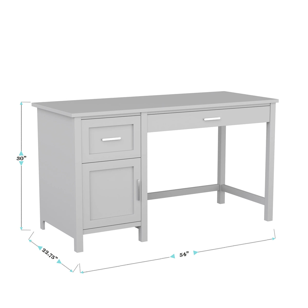 Gray Shaker Style Home Office Desk with Storage E5755