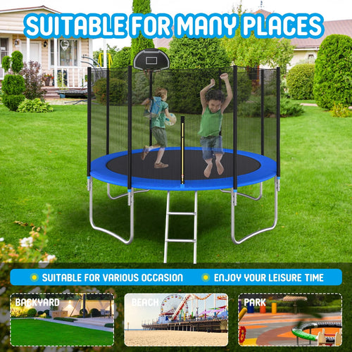 12FT Outdoor Trampoline with Enclosure Net D447