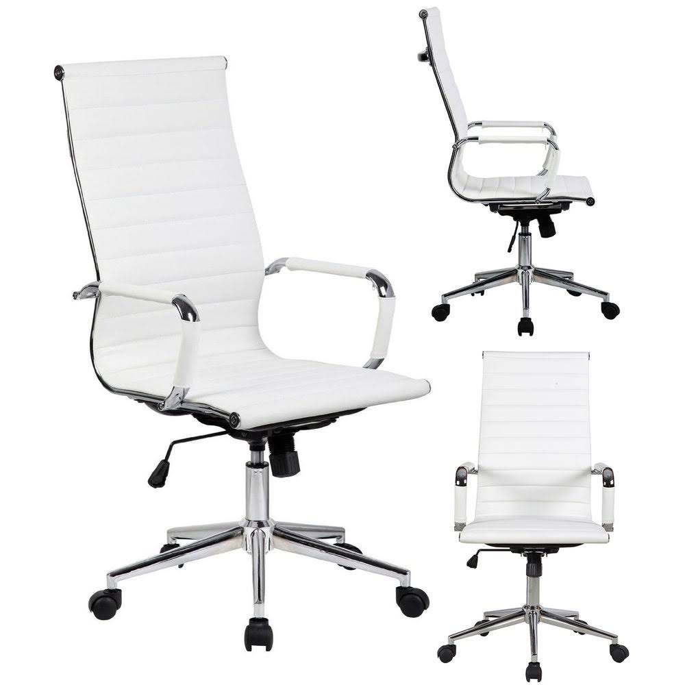 White Ergonomic High Back PU Leather Swivel Office Chair U19858
