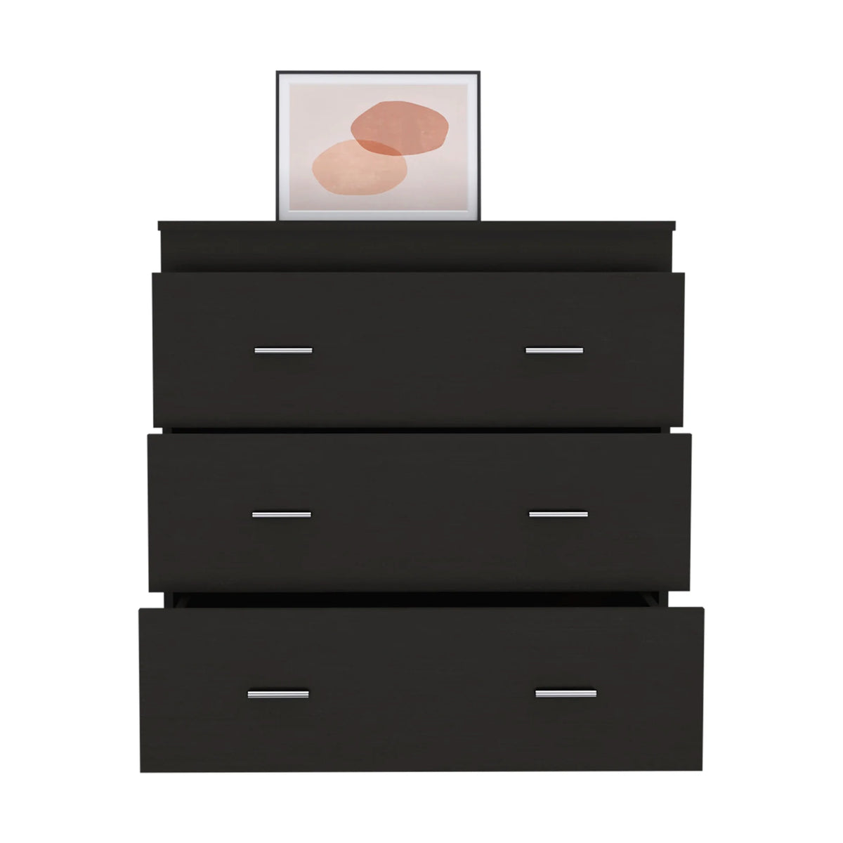 Black 3 Drawer Dresser with Metal Handles G3267