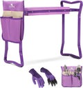 Garden Kneeler and Seat Stool Folding Bench with Tool Pocket and Kneeling Pad L1515