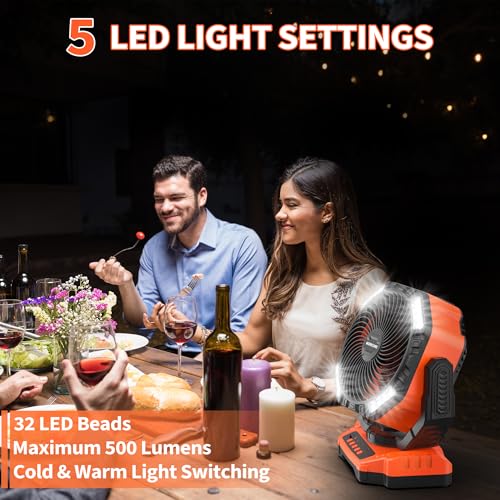 20000mAh Rechargeable Camping Fan with Light U31946