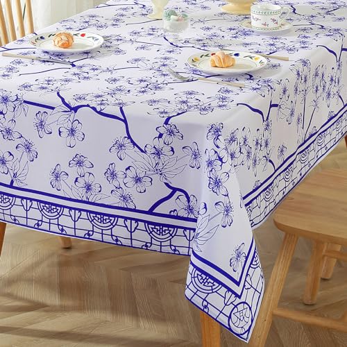 Blue Floral Rectangle Tablecloth E417561