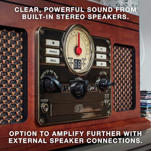 Natural 3-Speed Turntable with CD & Cassette Player, AM/FM Radio O3483