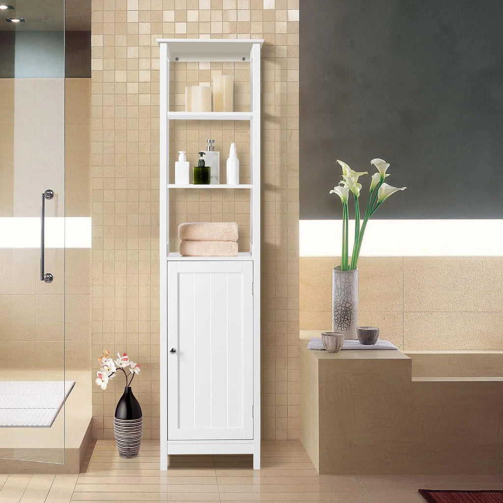 Tall Bathroom Storage Cabinet with 3 Tier Shelf and Door K568930