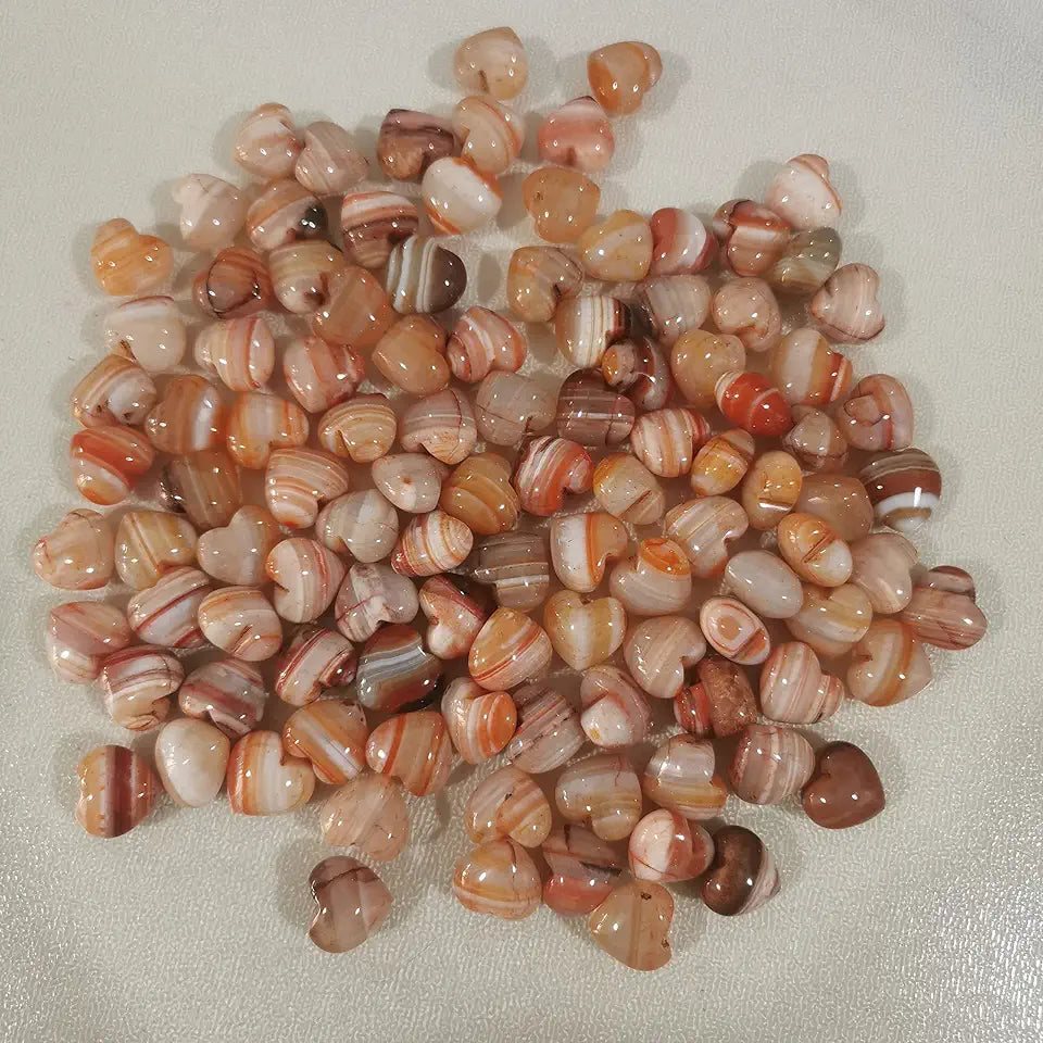 20 Pcs Mini Stripes Agate Heart Love Healing Palm Crystal Energy Stone 0.6 Inch J6752
