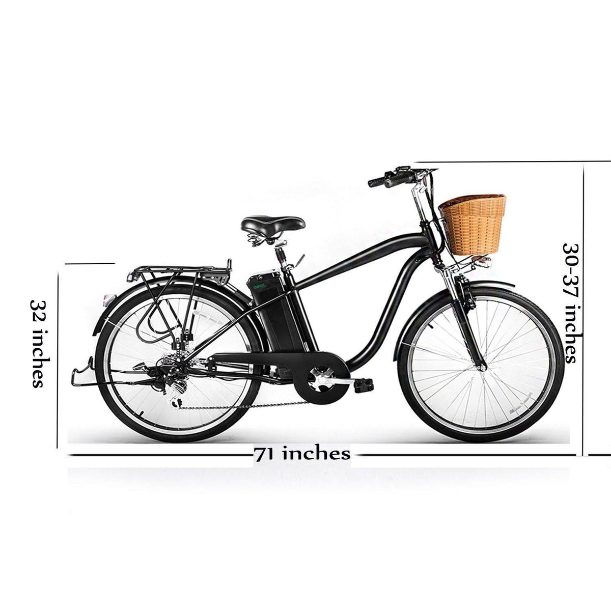 City Electric Bicycle 26x22 Camel Black with Plastic Basket U45887