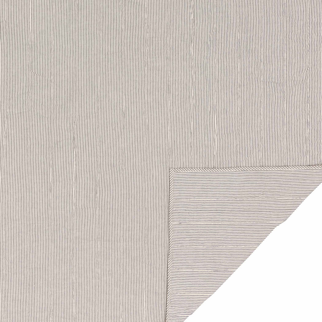 Blue Ticking Stripe Queen Quilt Coverlet U91668
