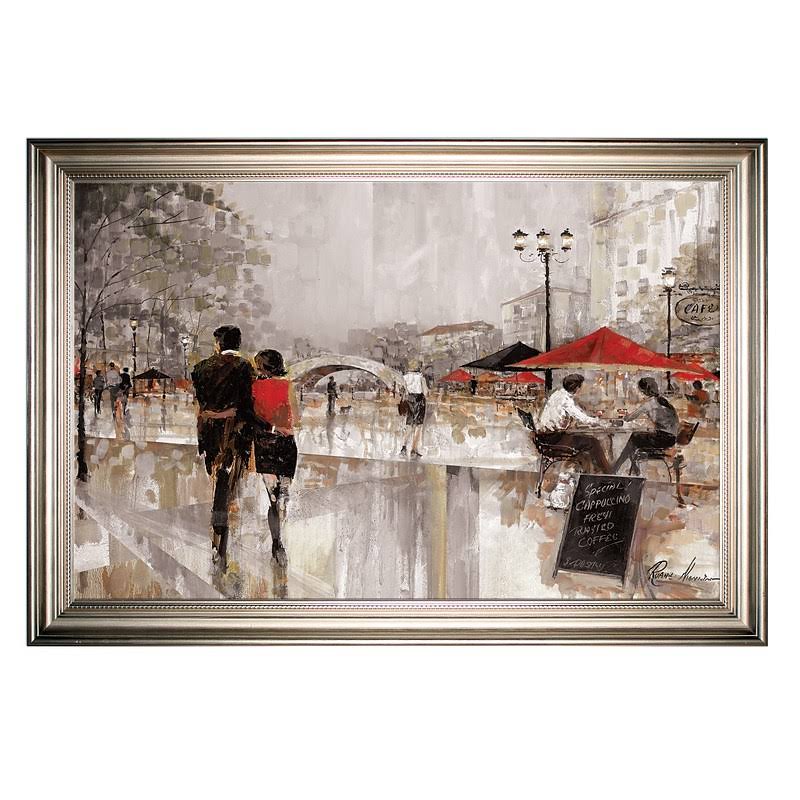 Framed Oil Painting Print on Wrapped Canvas D5072
