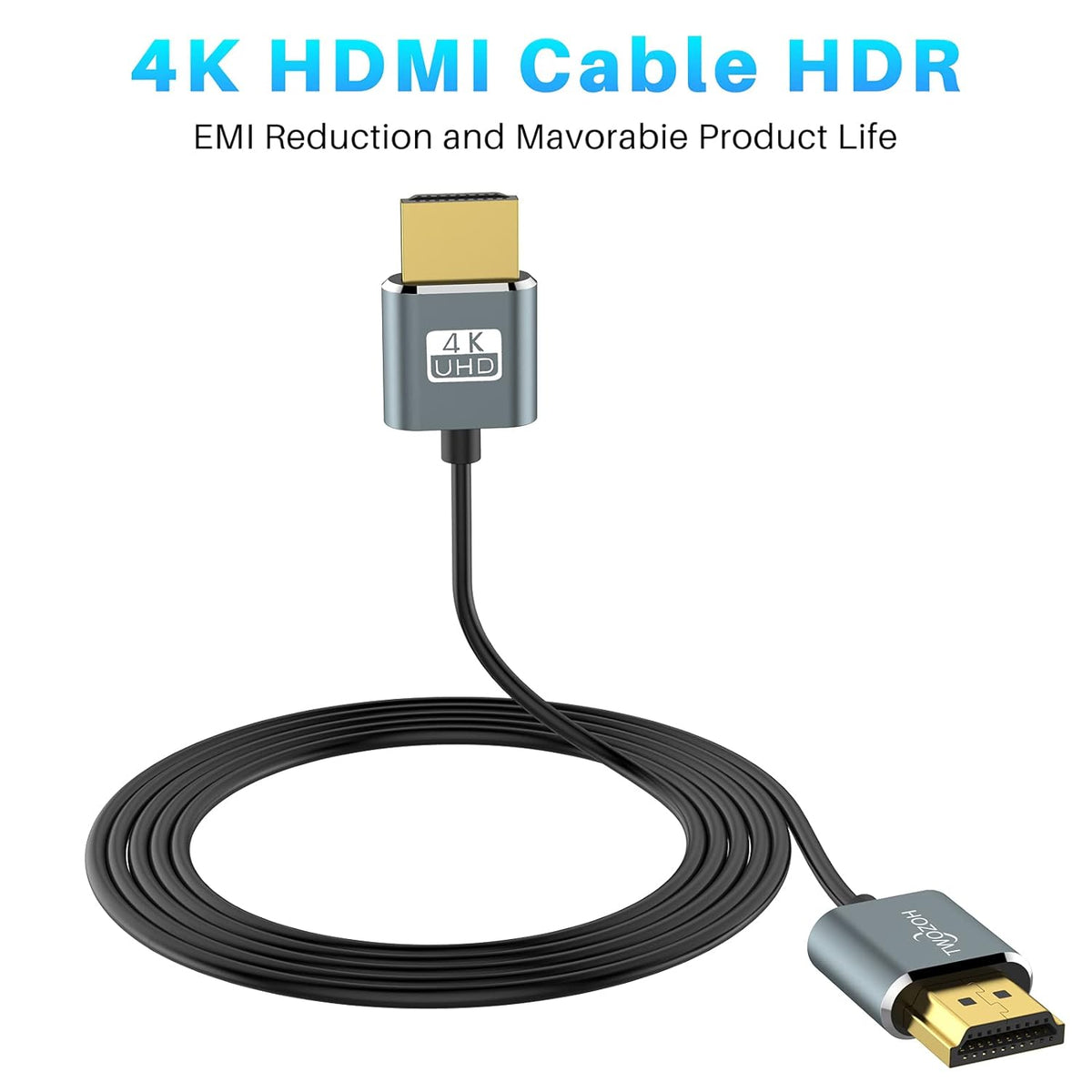 Ultra-Thin HDMI to HDMI Cable 5FT, Flexible HDMI 2.0 Cord Q6842