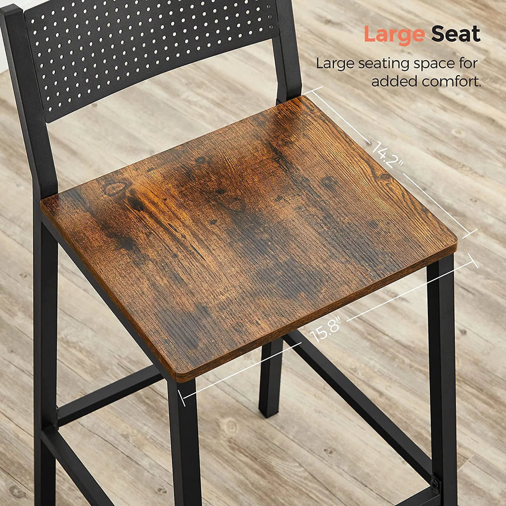 Set of 2 Bar Stools with Backrest K12149