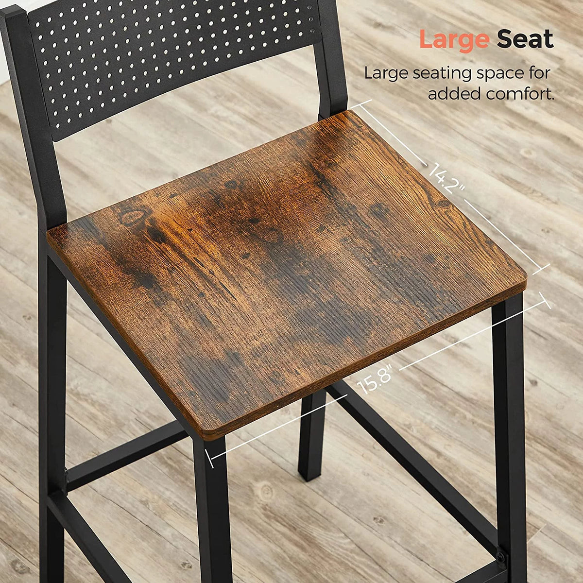 Set of 2 Bar Stools with Backrest K12149