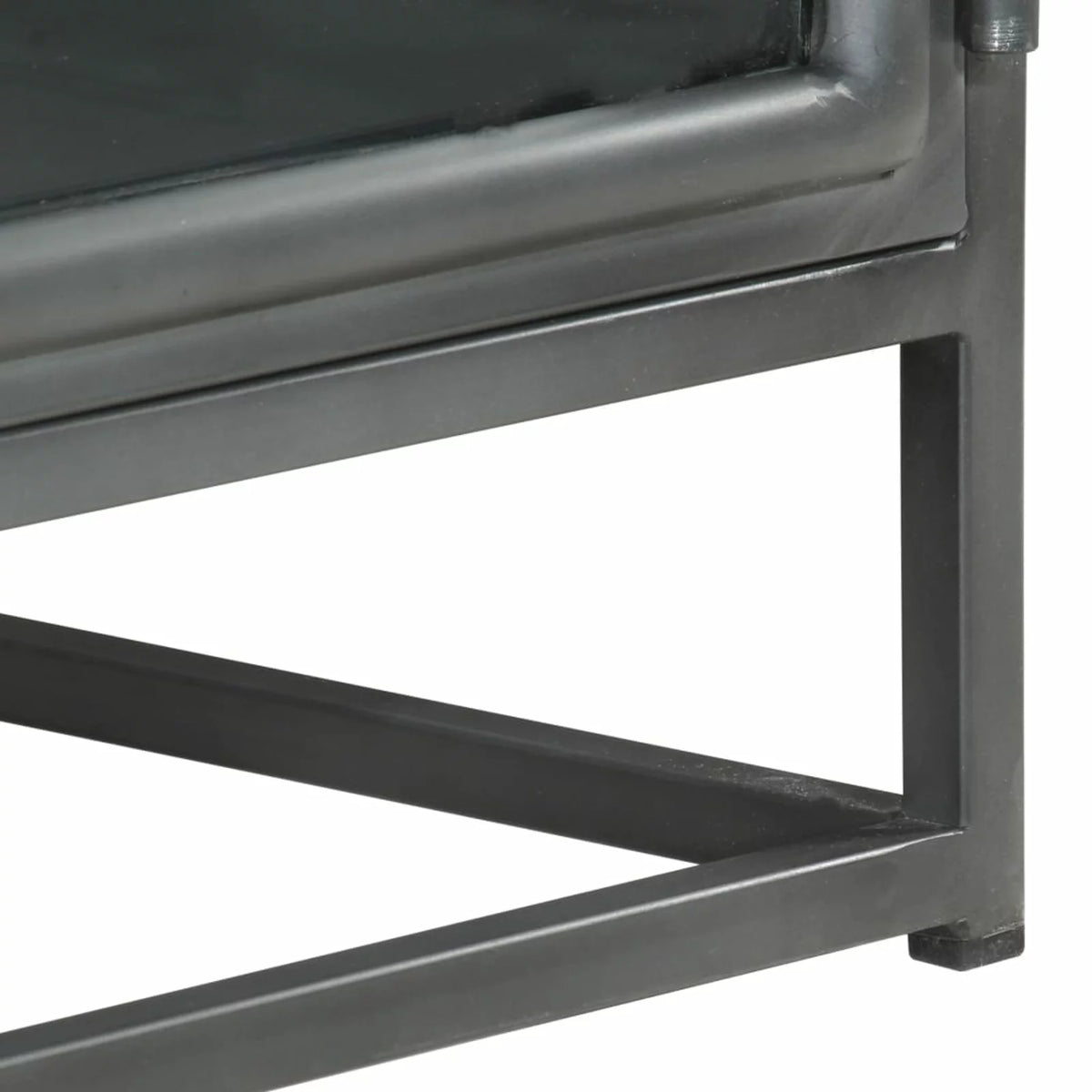 Gray Acacia Wood Bedside Cabinet with Glass Door M660678