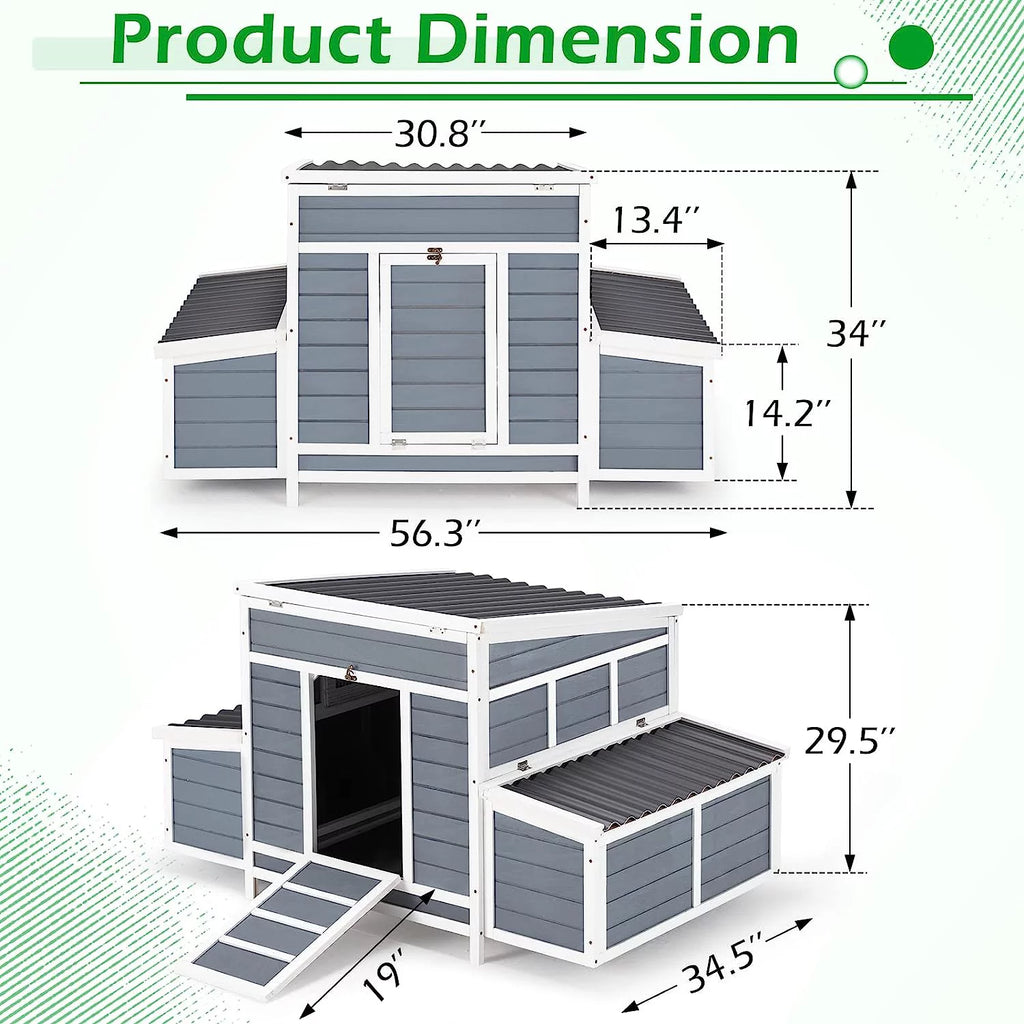Gray Large Wooden Chicken Coop A1375