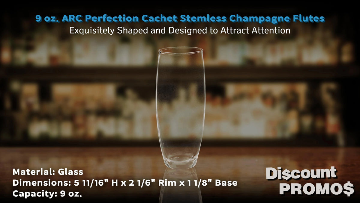 10 ARC Stemless Champagne Flutes Set, 9 oz. Clear V87974