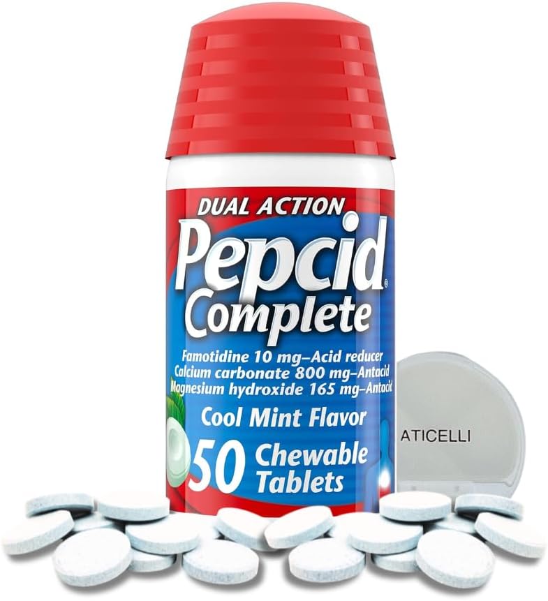 50 Ct Famotidine 10mg Mint Chewable Antacid Tablets J4601