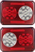 2Pcs Double Led Trailer Tail Lights with Stop Turn Tail Backup Reverse Lights M27926