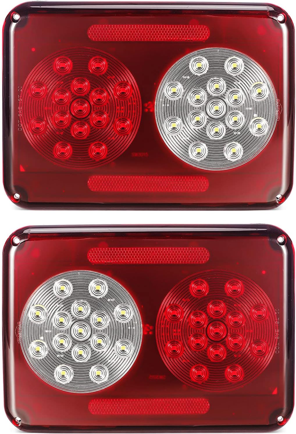 2Pcs Double Led Trailer Tail Lights with Stop Turn Tail Backup Reverse Lights M27926