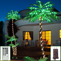 7FT Artificial Lighted Palm Trees with 260 LED Lighted Three Trunks P361198