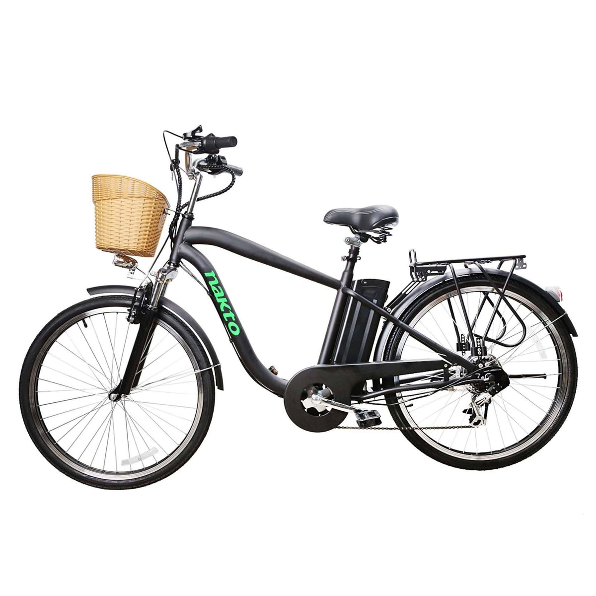 City Electric Bicycle 26x22 Camel Black with Plastic Basket U45887