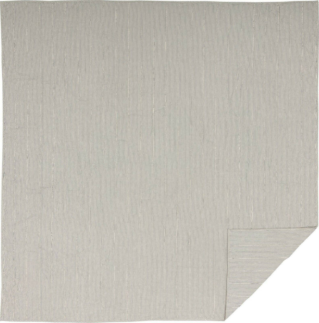 Blue Ticking Stripe Queen Quilt Coverlet U91668