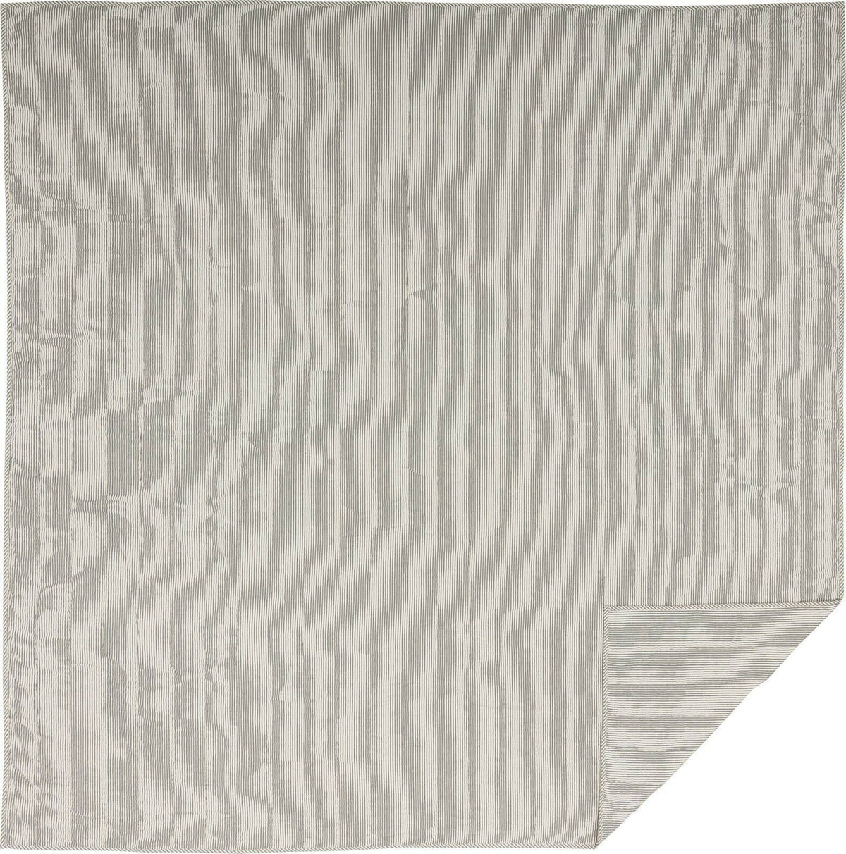 Blue Ticking Stripe Queen Quilt Coverlet U91668