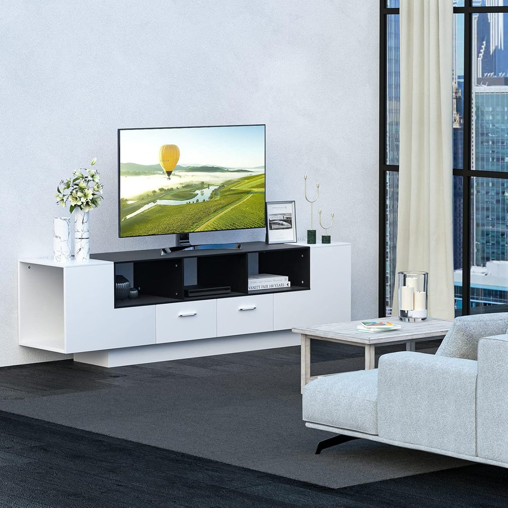 70 Inch Black & White Glossy TV Stand T89876