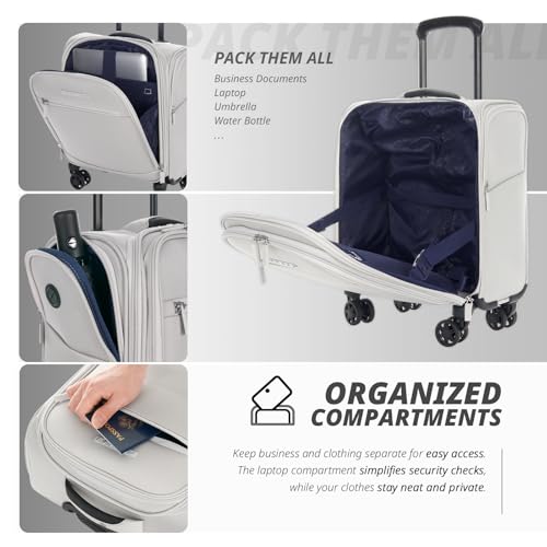 Navy 14-Inch Softside Underseat Carry On Luggage with Wheels D5440