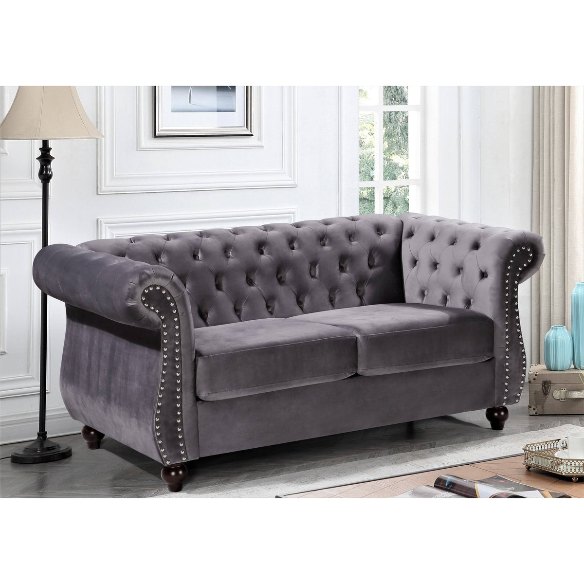 Pink Chesterfield Loveseat U393