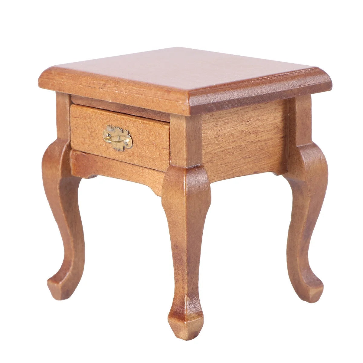 1:12 Walnut Color Wooden Bedside Table Miniature Furniture U156321